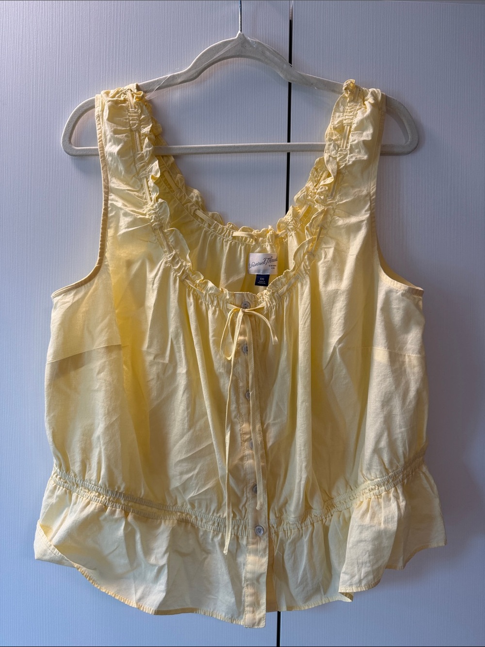 Universal Thread Ruffle Peplum Tank Top Yellow XXL NWT Tie Front Blouse